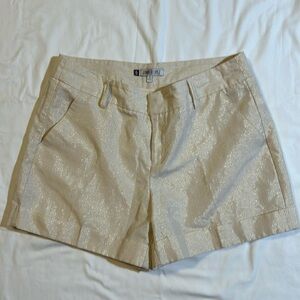 Jennifer Lopez Shimmery Gold Cuffed W/4 Pockets And Belt Loops Size 12-EUC